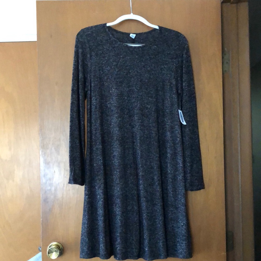 Old Navy Gray and Black Long Sleeve Casual A-line Dress
